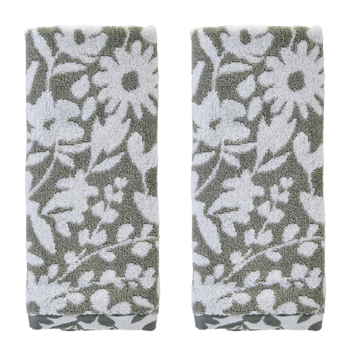 SKL Home Distressed Leaves Hand Towel Set-2pc, Turkish Cotton, Denim Blue