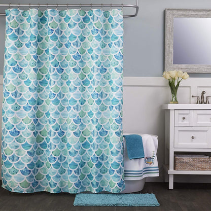 SKL Home Coastal Ocean Watercolor Scales Shower Curtain, Multi
