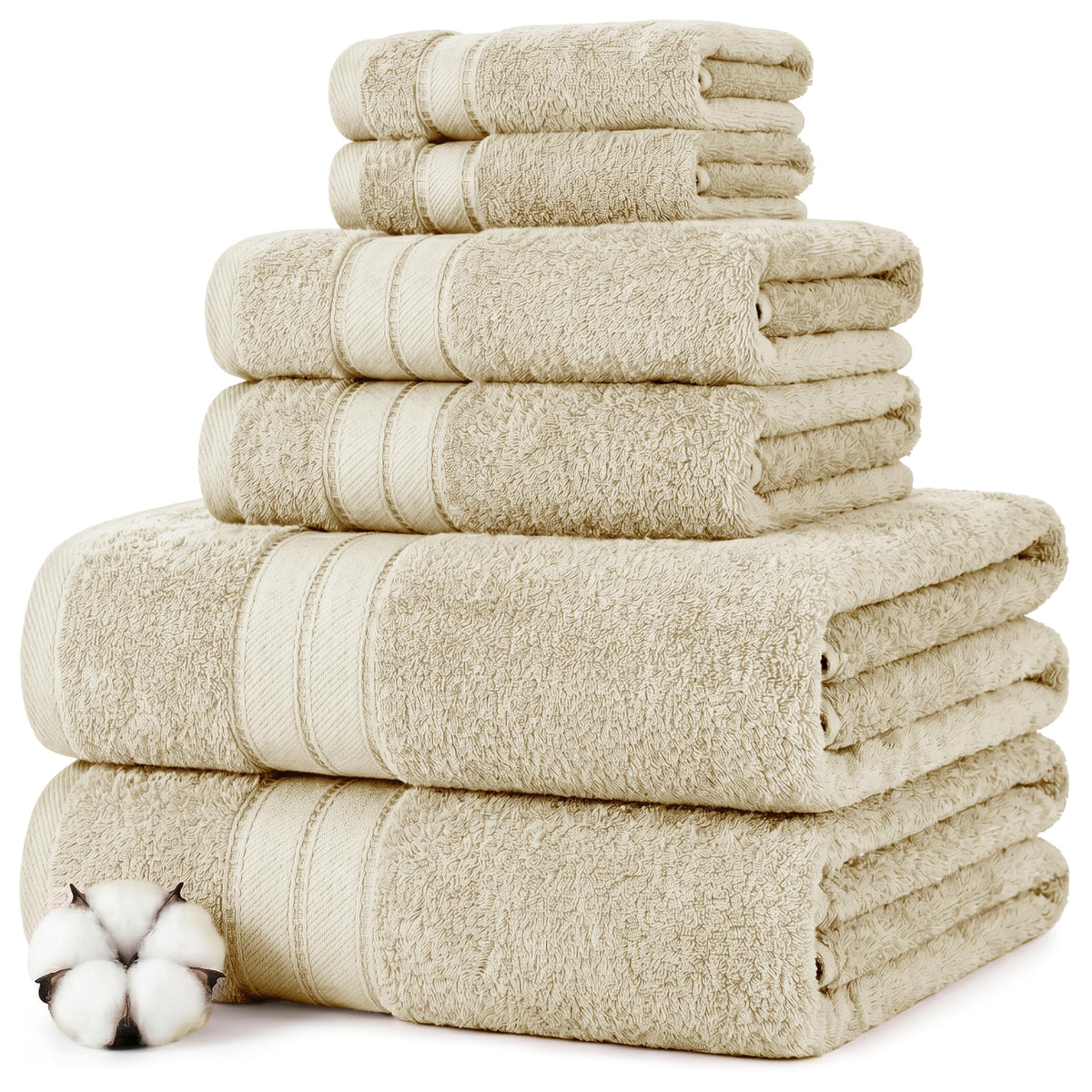 Modern Threads Spun Loft 6 Piece Bath Towel Set – 2 Bath Towels, 2 Hand Towels & 2 Washcloths – 100% Cotton, 600 GSM, Plush, Soft & Absorbent (Blush)