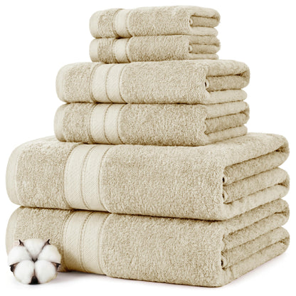 Modern Threads Spun Loft 6 Piece Bath Towel Set – 2 Bath Towels, 2 Hand Towels & 2 Washcloths – 100% Cotton, 600 GSM, Plush, Soft & Absorbent (Blush)