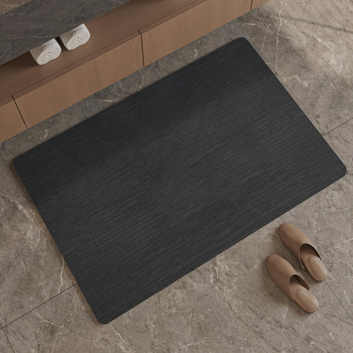 Mecko Bath Mat 16"x24",Ultra Thin Bathroom Rug fit Under Door Light Blue