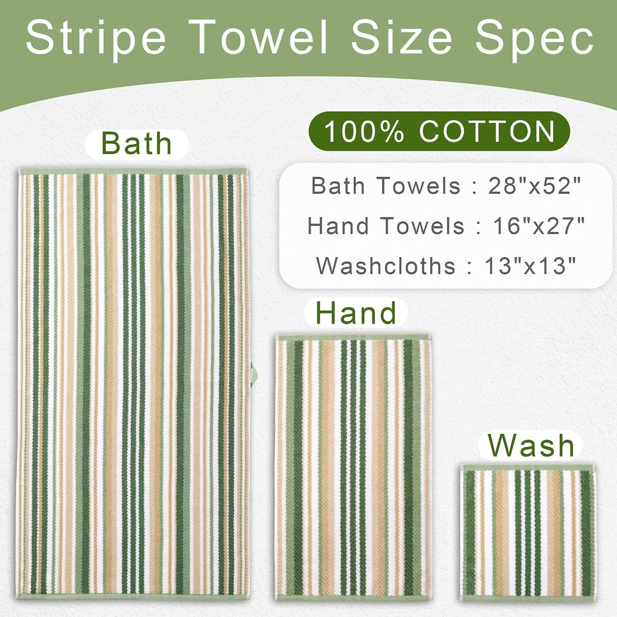 VOOVA & MOVAS Hand Towels 4 Pack, 100% Cotton, 16x27 in, Sage Beige