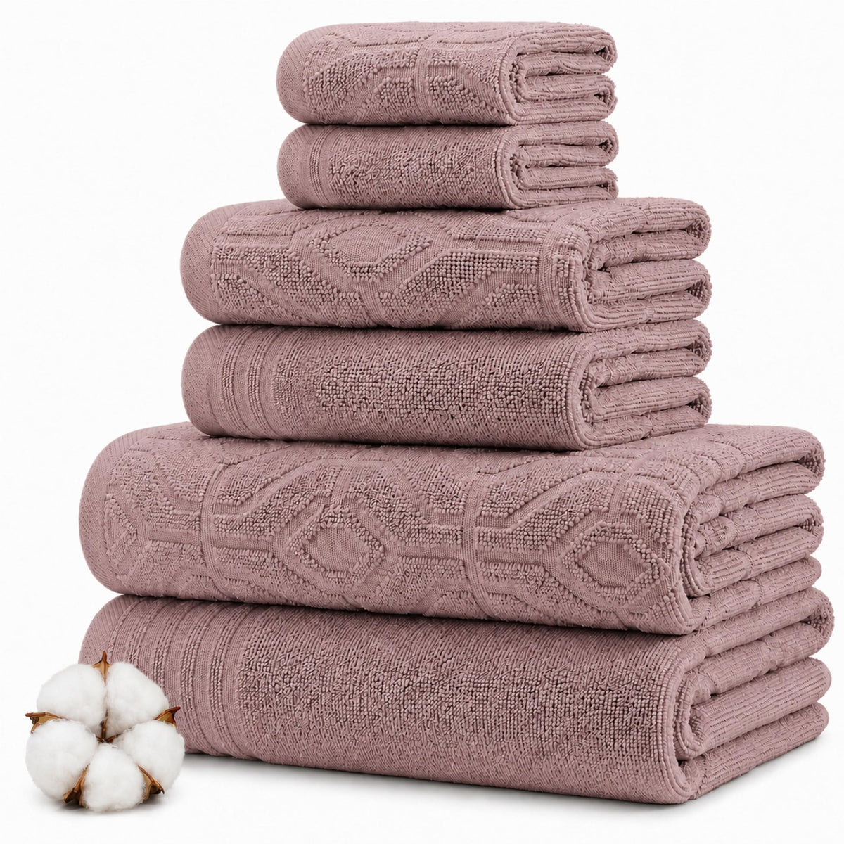 Modern Threads 6 Piece Bath Towel Set – Bathroom Towel Set with 2 Bath Towels, 2 Hand Towels & 2 Washcloths – 100% Cotton, Soft & Absorbent – Waffle (Classic Taupe)