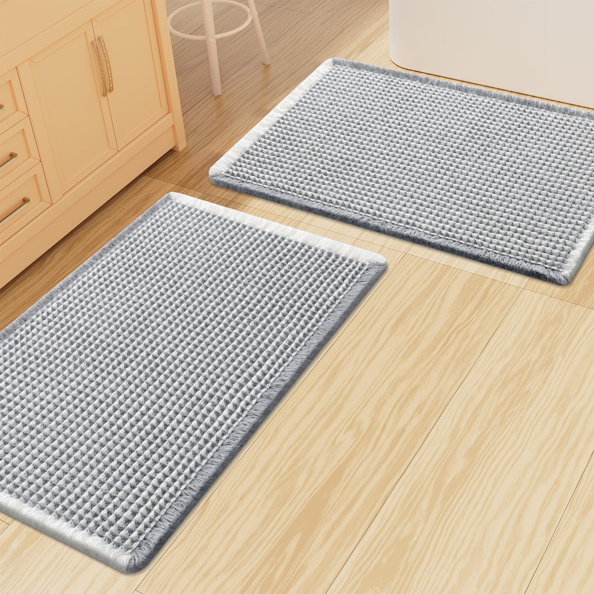 Smiry Waffle Bathroom Rugs Sets 2 Piece (30x20+24x16, Brown)