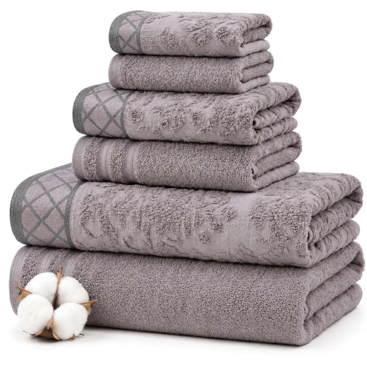 Modern Threads 6 Piece Bath Towel Set – Bathroom Towel Set with 2 Bath Towels, 2 Hand Towels & 2 Washcloths – 100% Cotton, Soft & Absorbent – Waffle (Classic Taupe)