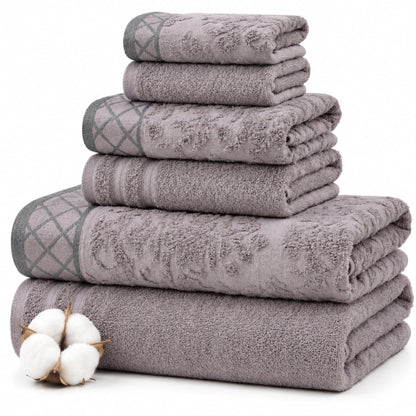 Modern Threads 6 Piece Bath Towel Set – Bathroom Towel Set with 2 Bath Towels, 2 Hand Towels & 2 Washcloths – 100% Cotton, Soft & Absorbent – Waffle (Classic Taupe)