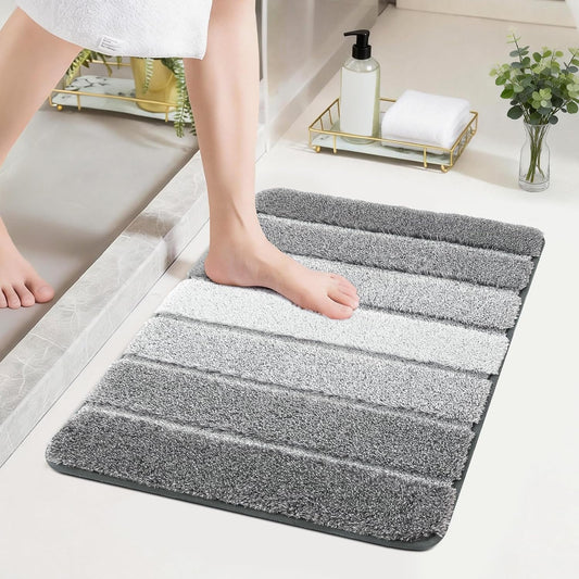COSY HOMEER Bathroom Rugs 24x17,Ultra Soft Absorbent Bath Mat,Grey