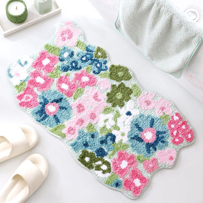 TRUEDAYS Floral Bath Mat, Cute Bath Mat for Bathroom, 32'' x 20'', Orange