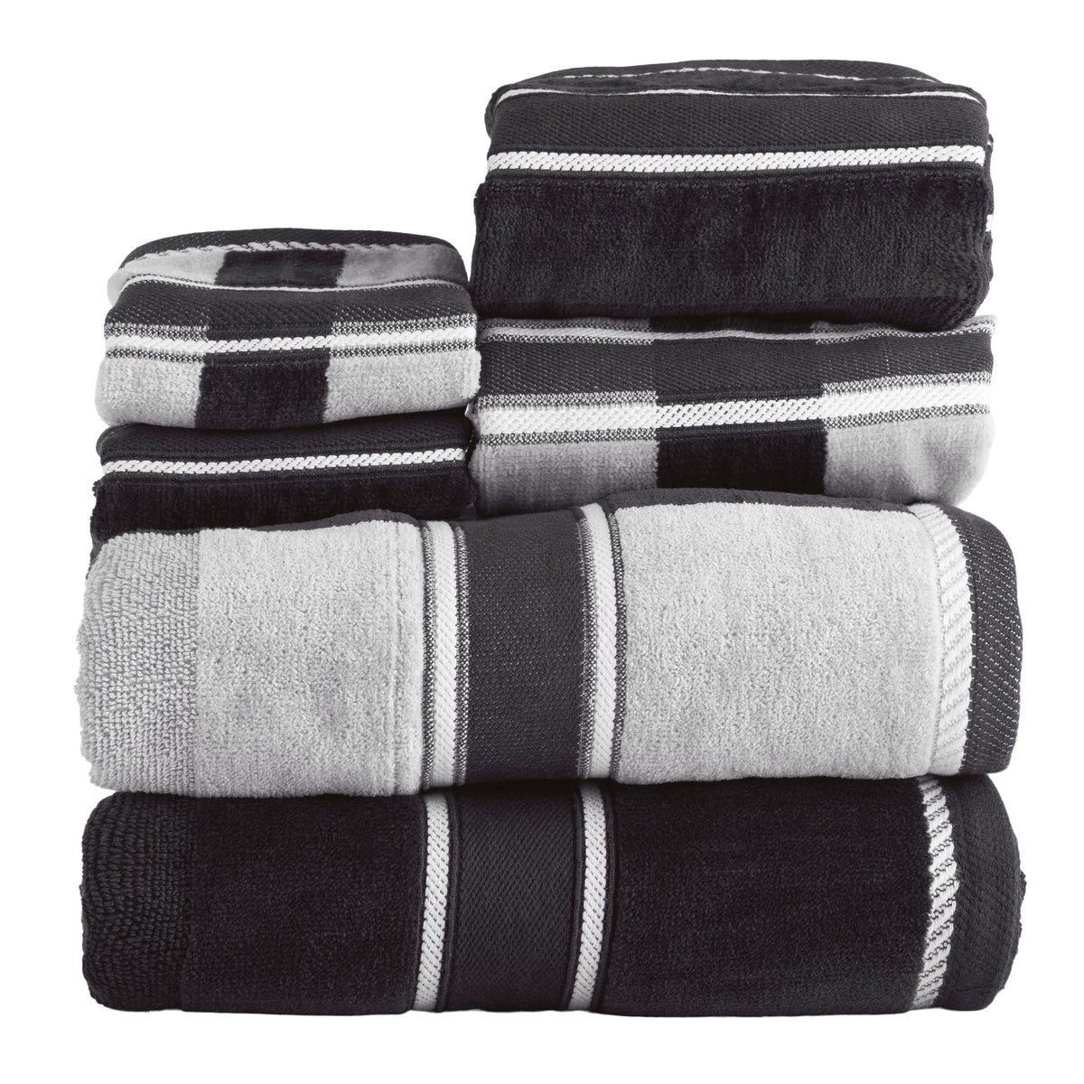 Lavish Home Bathroom Towels Set, Bathroom Accessories, Navy, Set of 6