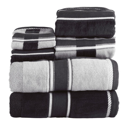 Lavish Home Bathroom Towels Set, Bathroom Accessories, Navy, Set of 6