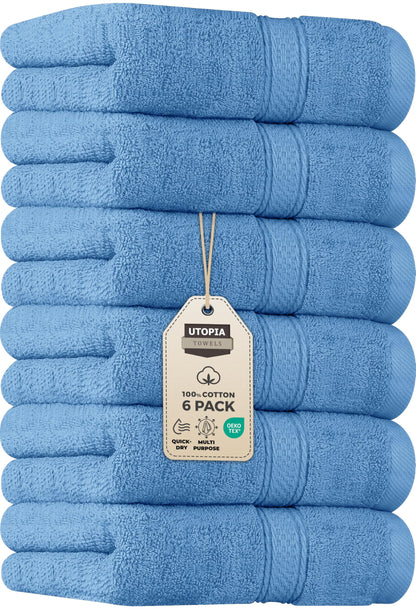 Utopia Towels 6 Pack Premium Hand Towels, 16x28 in, 600 GSM Cotton, Navy