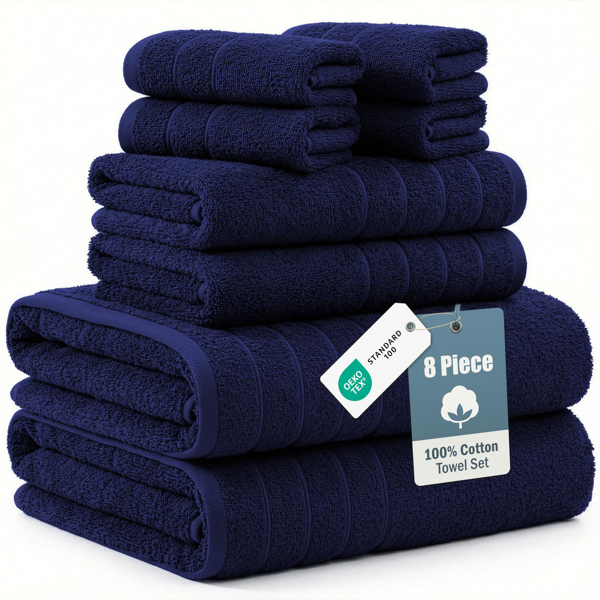 Casa Platino Towel Set Soft Absorbent Quick Dry 100% Cotton - Cool Grey