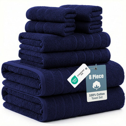 Casa Platino Towel Set Soft Absorbent Quick Dry 100% Cotton - Cool Grey