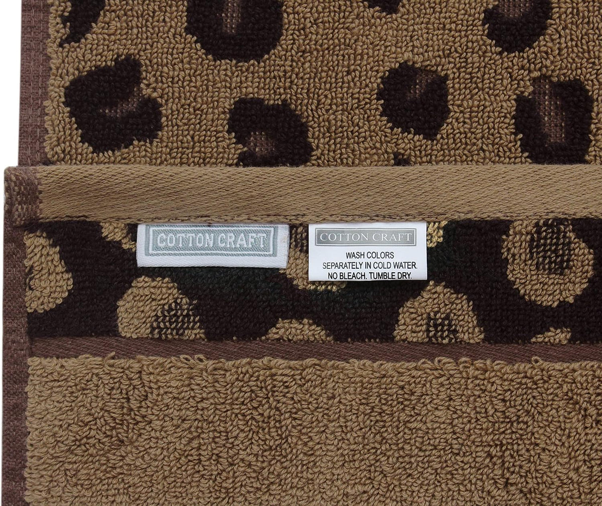 COTTON CRAFT 6 Piece Towel Set - 100% Cotton Animal Print Safari Towels