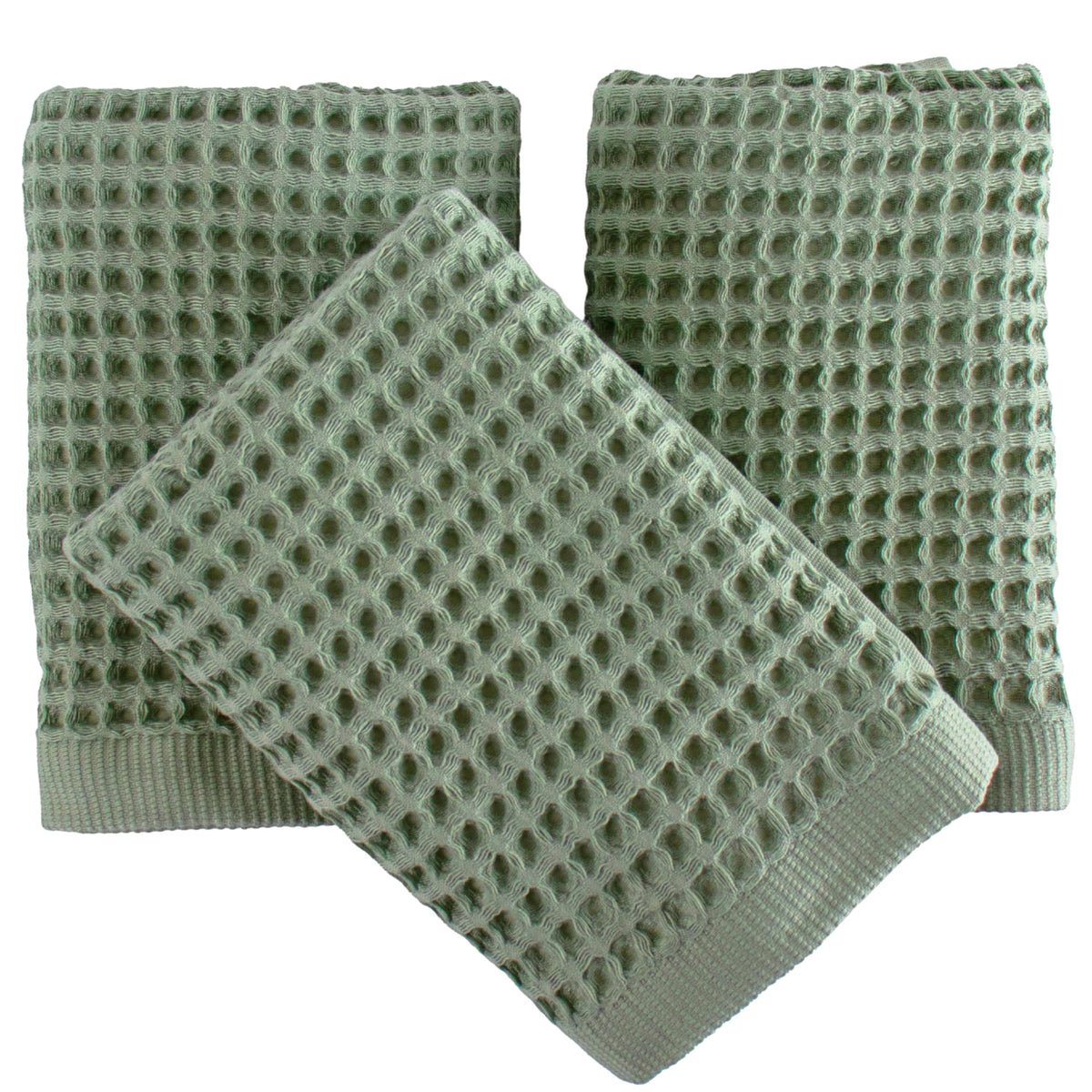 PÜSKÜL Natural 100% Turkish Cotton Waffle Hand and Kitchen Towels Set of 3