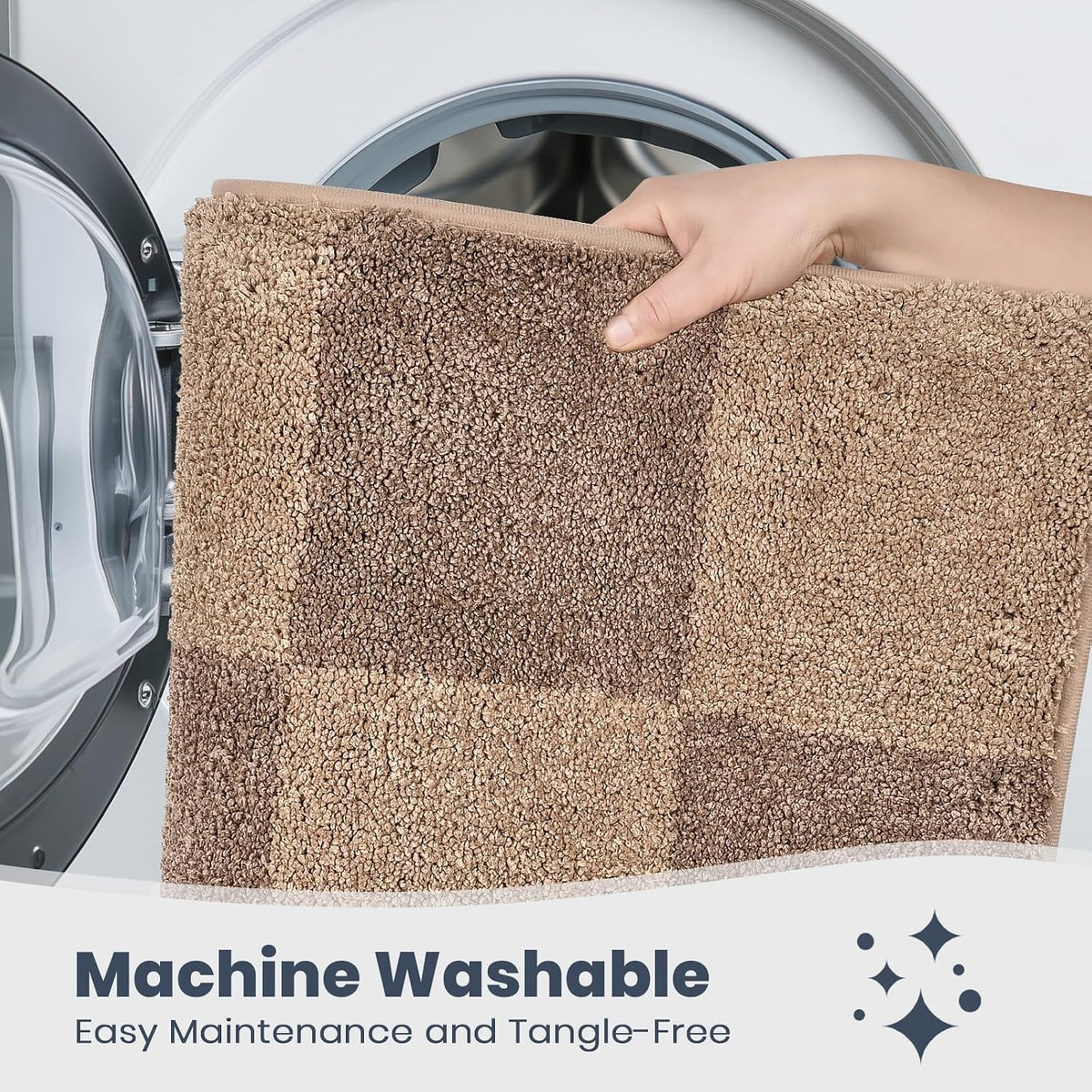 PURRUGS Bathroom Rug Non-Slip Machine Washable 24" x 36", Super Absorbent and Quick-Dry Bath Mat, Extra Soft and Plush Bath Rug for Shower, Bathtub and Sink, Grayish Brown & Coffee