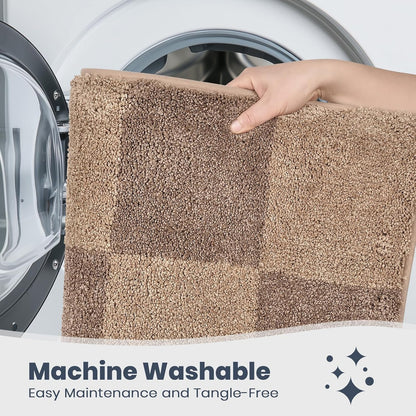 PURRUGS Bathroom Rug Non-Slip Machine Washable 24" x 36", Super Absorbent and Quick-Dry Bath Mat, Extra Soft and Plush Bath Rug for Shower, Bathtub and Sink, Grayish Brown & Coffee