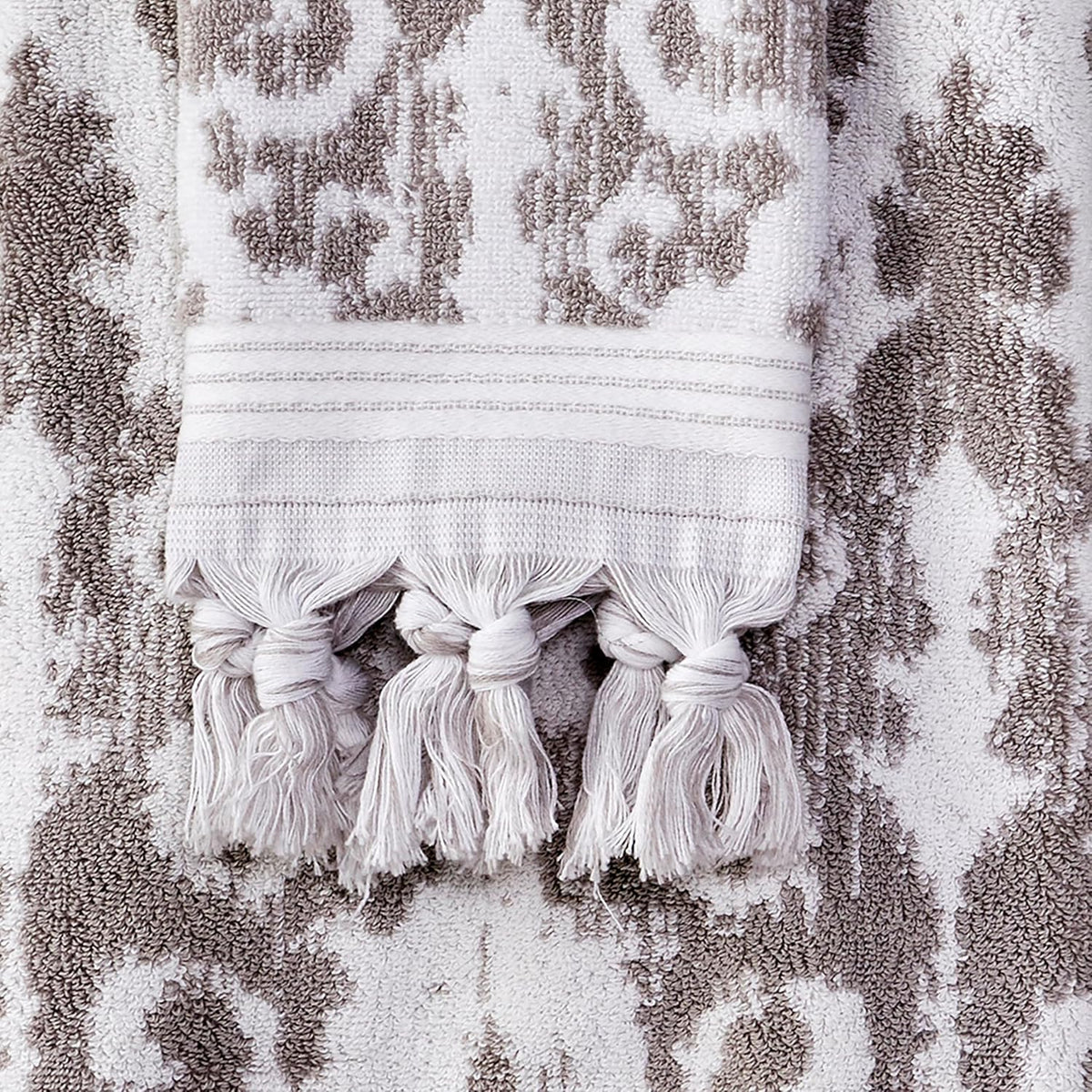 SKL Home Mirage Fringe Hand Towel Set-2pc, 100% Turkish Cotton, Taupe