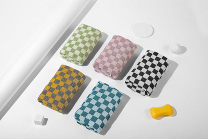 Madi-Cadi Hand Towels 5 Pack - Cotton Face Towels Soft, Absorbent, and Decorative Checkered Design for Bathroom, Kitchen, Gym, and Spa - 13 x 29 Inches for Any Occasion