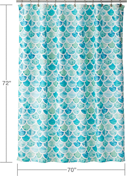 SKL Home Coastal Ocean Watercolor Scales Shower Curtain, Multi