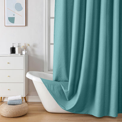 OVZME Berry Cute Shower Curtain, Embossed Textured Fabric Shower Curtain for Bathroom - Soft Cloth & Hotel Spa Luxury, Water Repellent, Machine Washable Shower Curtain, 72X72, Glacier Blue
