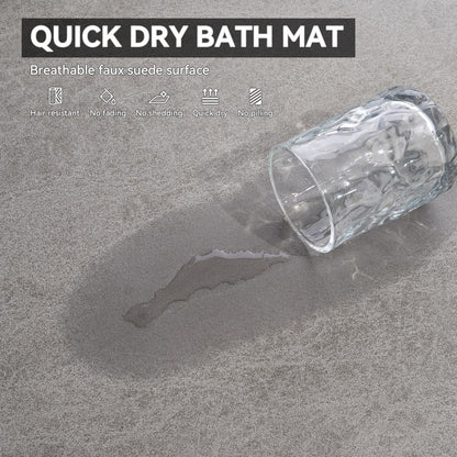 MontVoo -Bath Mat-Rubber Backing Non SlipThin Bathroom Rugs Fit Under Door- Quick Dry Absorbent Faux Suede Surface Grey Bathroom Floor Mats-Shower Rug for in Front of Bathtub Shower Gray 16x24
