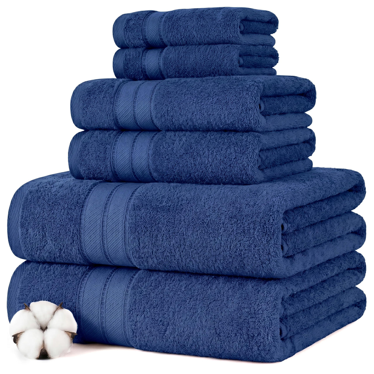 Modern Threads Spun Loft 6 Piece Bath Towel Set – 2 Bath Towels, 2 Hand Towels & 2 Washcloths – 100% Cotton, 600 GSM, Plush, Soft & Absorbent (Blush)