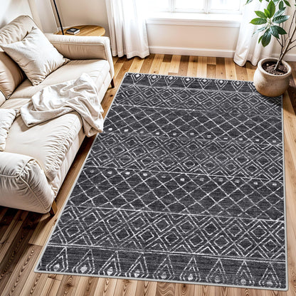2x3 Abstract Washable Bath Mat: Blue Non Slip Small Rugs for Bathroom