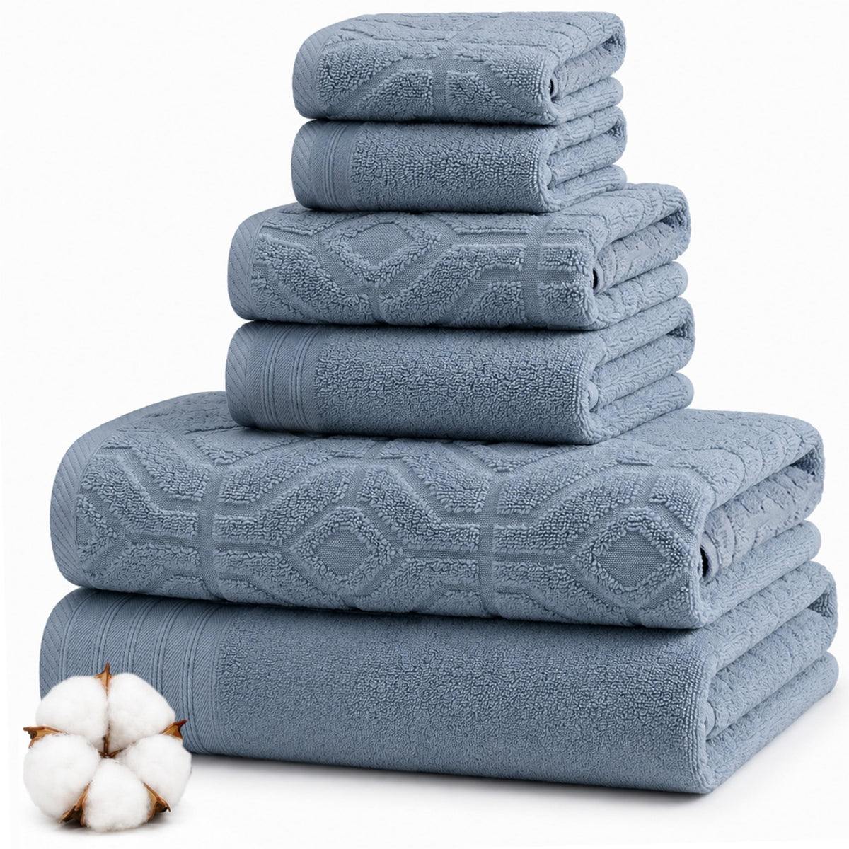 Modern Threads 6 Piece Bath Towel Set – Bathroom Towel Set with 2 Bath Towels, 2 Hand Towels & 2 Washcloths – 100% Cotton, Soft & Absorbent – Waffle (Classic Taupe)