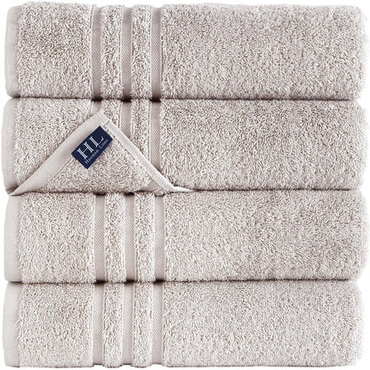 Hawmam Linen Cream 6 Piece Bath Towels Set for Bathroom Original Turkish Cotton Soft, Absorbent and Premium 2 Bath Towels, 2 Hand Towels, 2 Washcloths (Sea Salt)