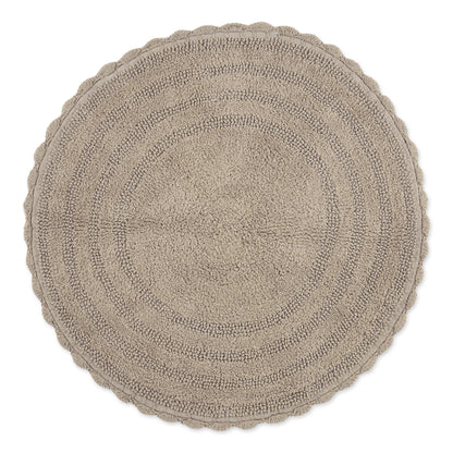DII Crochet Collection Reversible Bath Mat, Small Oval, 17x24, Dark Green