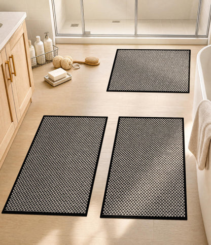 YIHOUSE Black Bathroom Rugs Sets 2 Pieces,Thin Bath Mat Quick Dry