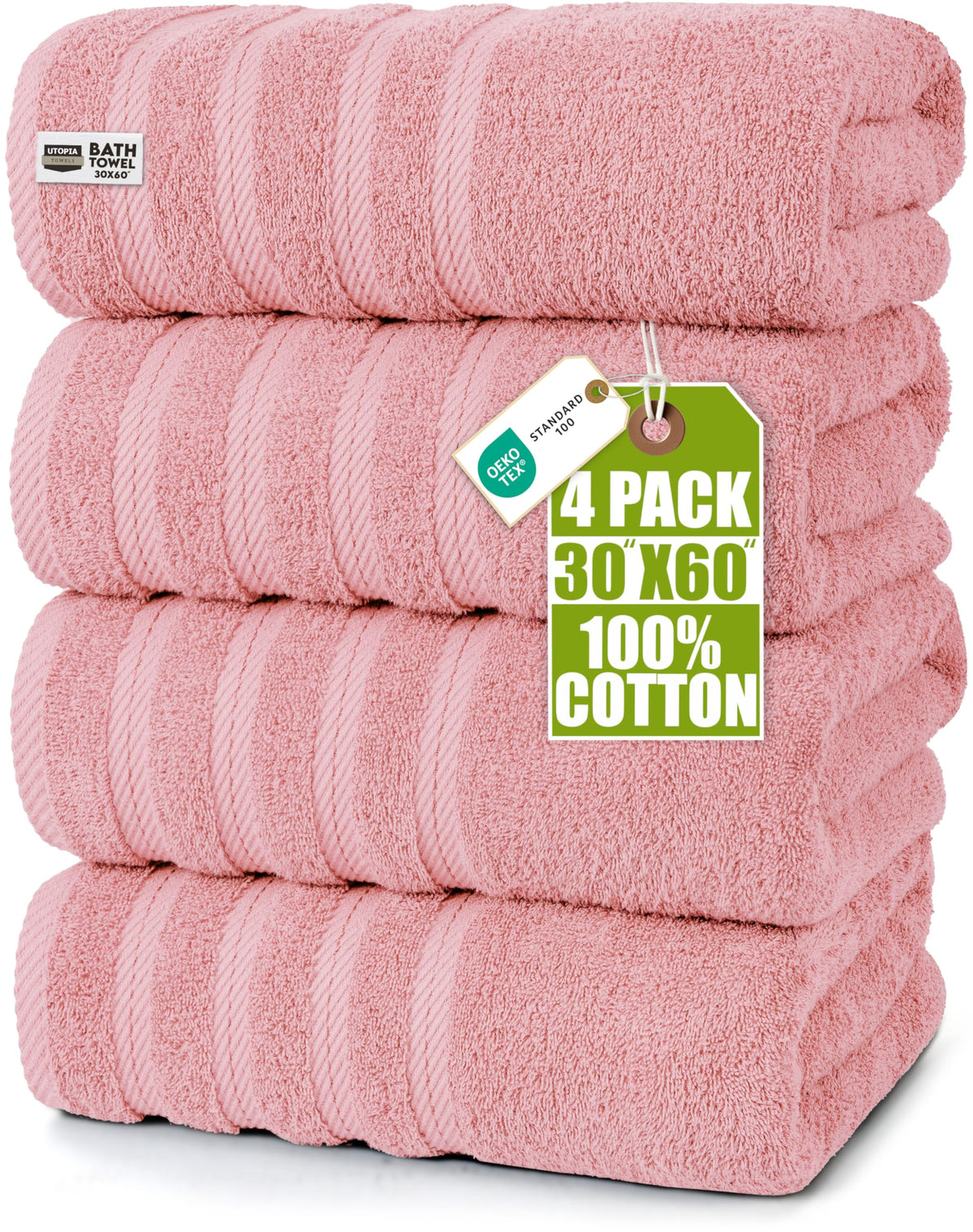 Utopia Towels 4 Pack XL Bath Towels, 30x60 in, Cotton, Grey