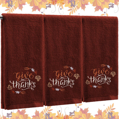 Fanfanwin 3 Pcs Fall Hand Towels for Bathroom 13.8 x 29.5 Inch Autumn Decorative Bath Towels Sets 100% Cotton Embroidered Pumpkin Maple Thanksgiving Bathroom Decor(Orange and Brown,Pumpkin)