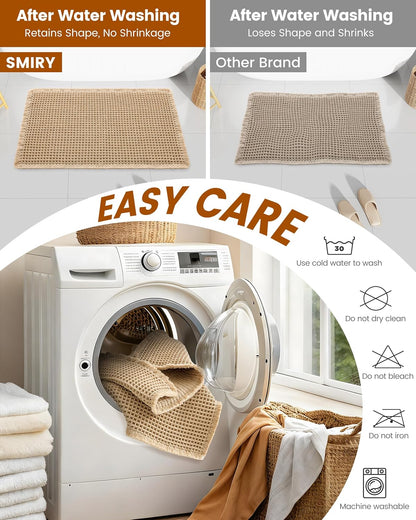 Smiry Waffle Bathroom Rugs Sets 2 Piece (30x20+24x16, Brown)