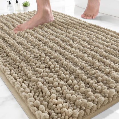 Yimobra Bathroom Rugs Non Slip Washable 32x20 Inch - Ultra Soft Absorbent Chenille Bath Mat, Quick Dry Shaggy Floor Carpet for Tub Shower, Gray Home Decor Accessories