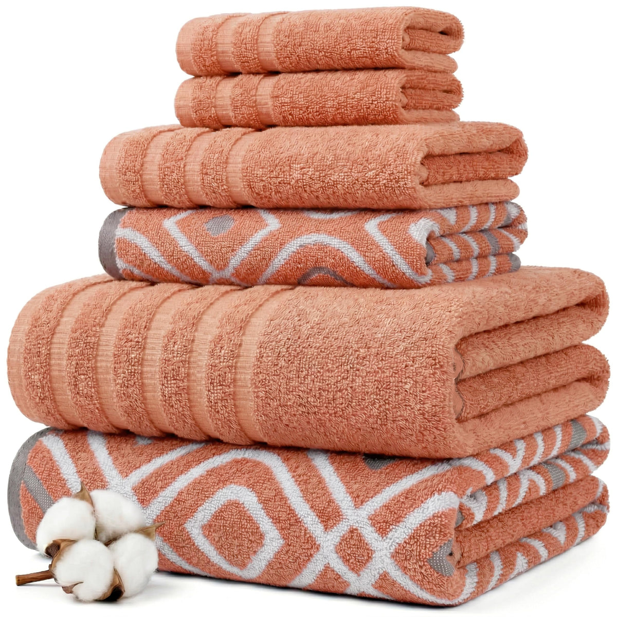 Modern Threads 6 Piece Bath Towel Set – Bathroom Set with 2 Bath Towels, 2 Hand Towels, and 2 Wash Cloths – 100% Cotton, Super Absorbent & Extra Soft – Reversible Floral Trail (Navy)