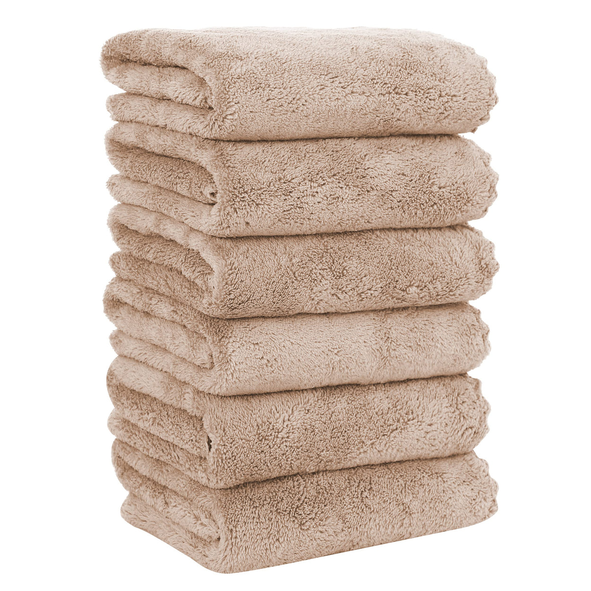 MOONQUEEN 6 Pack Premium Hand Towels - Quick Drying - Microfiber Coral Velvet Highly Absorbent Towels - Multipurpose Use as Hotel, Bathroom, Shower, Spa, Hand Towel 16 x 28 inches (Brown)