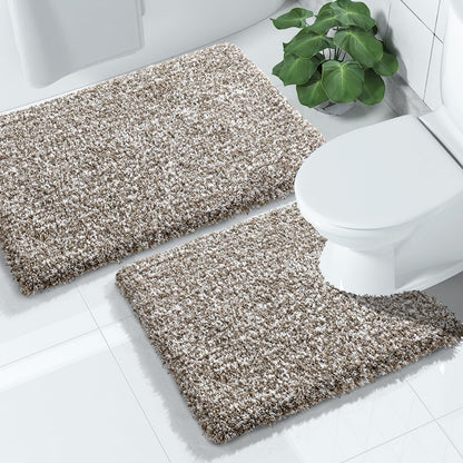 Yimobra Bathroom Rugs Sets 2 Piece, 32x20+24x17, Light Green and White