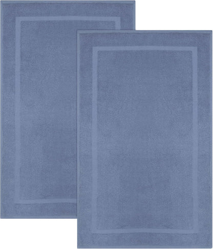 COTTON CRAFT Bath Mats - 2 Pack Tub Shower Floor Mat - 21x30- Azure Blue