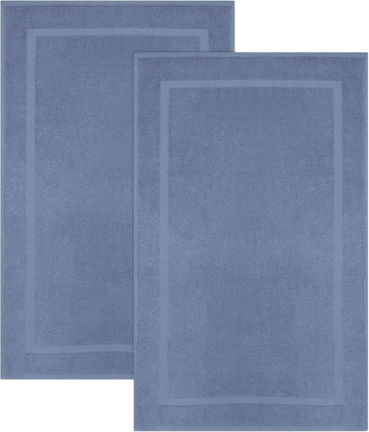 COTTON CRAFT Bath Mats - 2 Pack Tub Shower Floor Mat - 21x30- Azure Blue