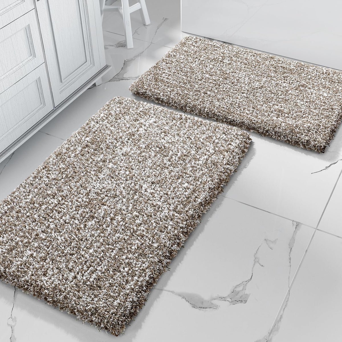 Yimobra Bathroom Rugs Sets 2 Piece, 32x20+24x17, Light Green and White