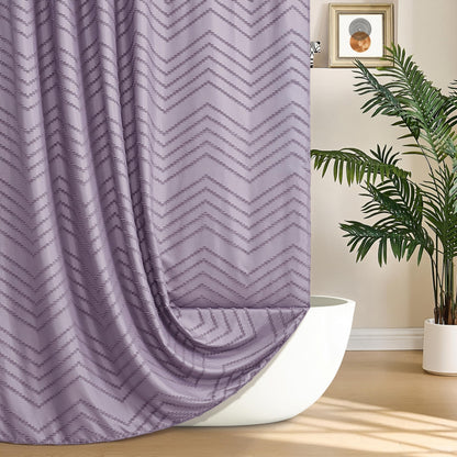 Siiluminisoy White Shower Curtain Fabric Boho Shower Curtain Cloth Textured Tufted Chevron Elegant Shower Curtains Waterproof for Bathroom 72" x 72"