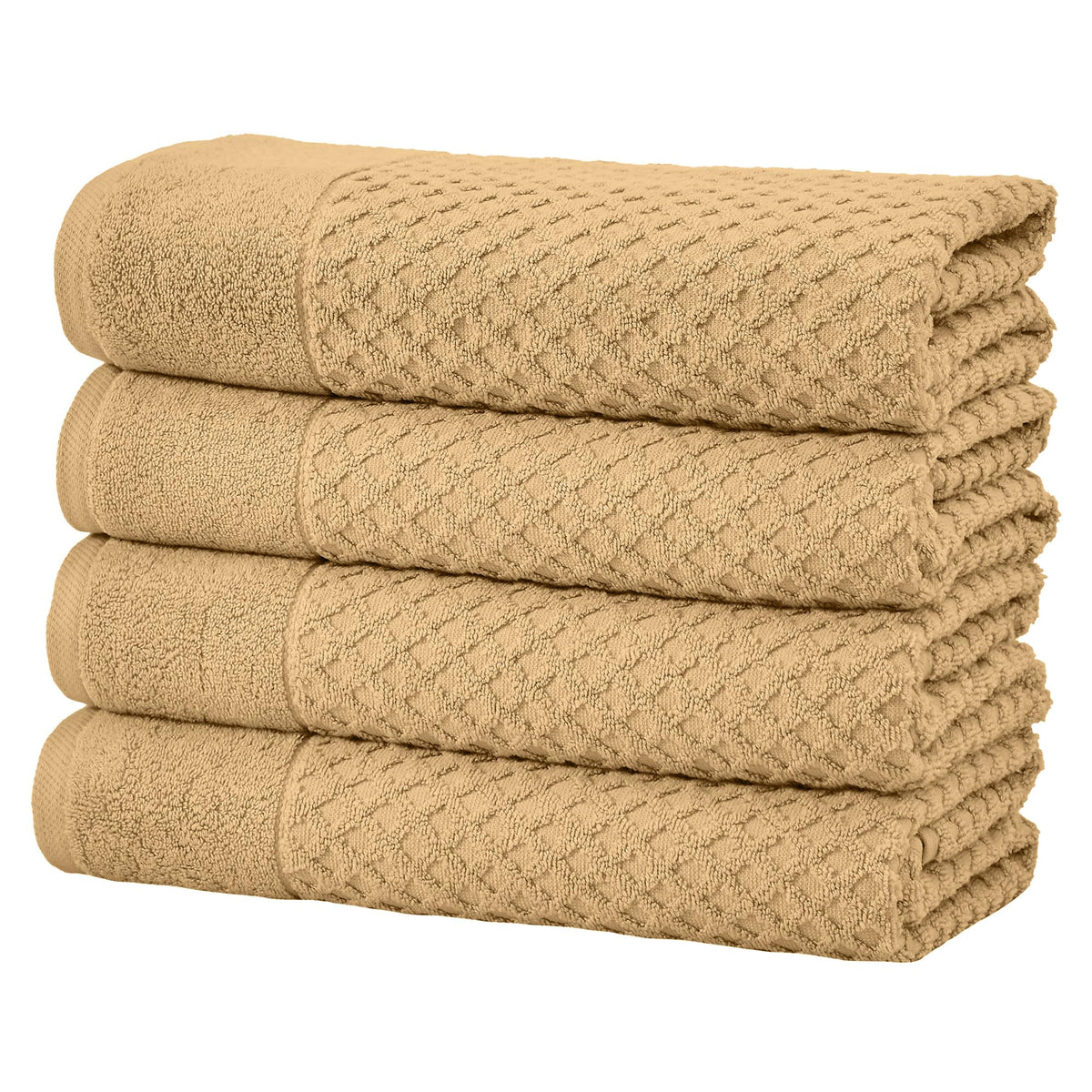 Great Bay Home Bath Towels - 100% Cotton 6 Piece Towel Set - Diamond Waffle Weave - Absorbent, Durable, Quick-Dry Towels for Bathroom (Copper)