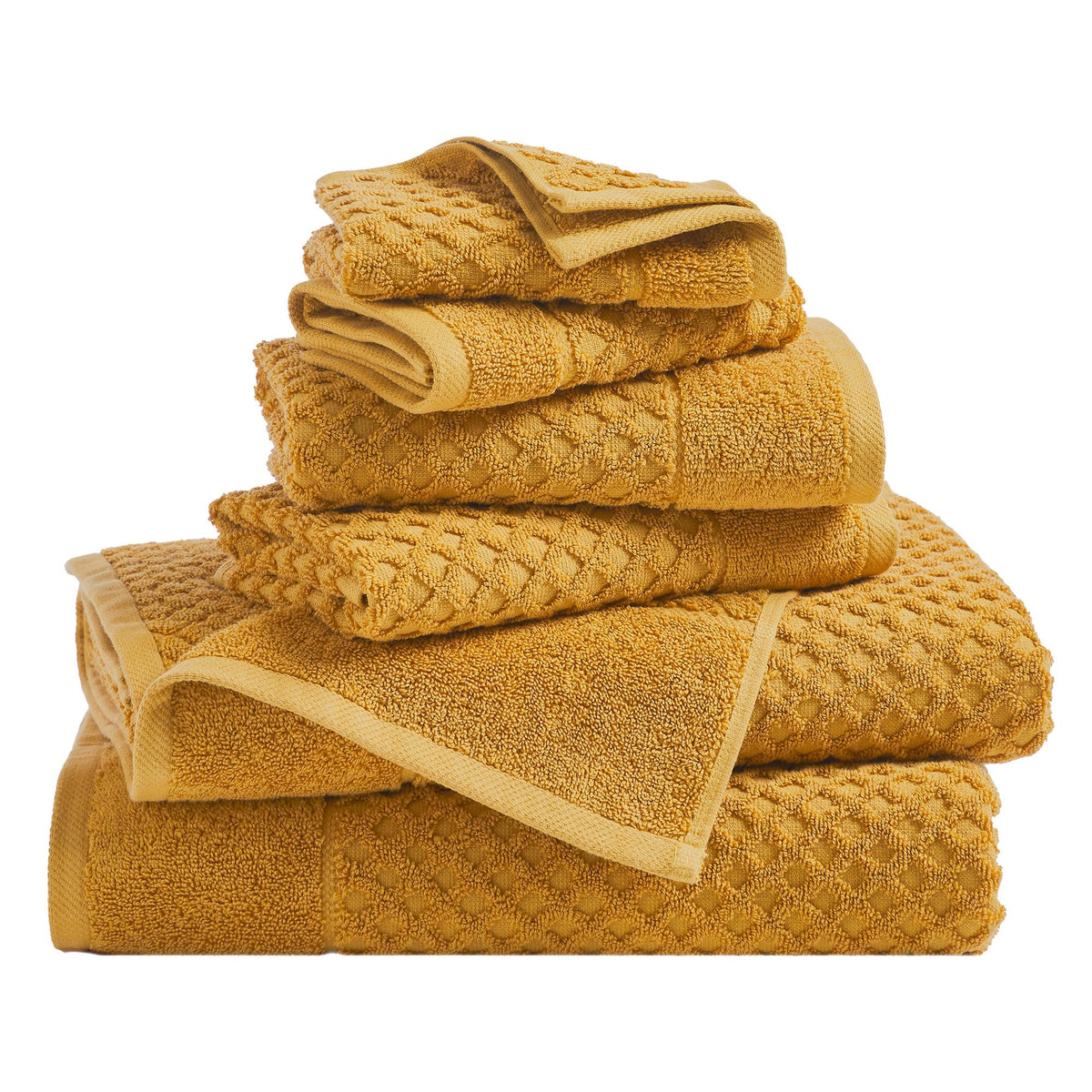 Great Bay Home Bath Towels - 100% Cotton 6 Piece Towel Set - Diamond Waffle Weave - Absorbent, Durable, Quick-Dry Towels for Bathroom (Copper)