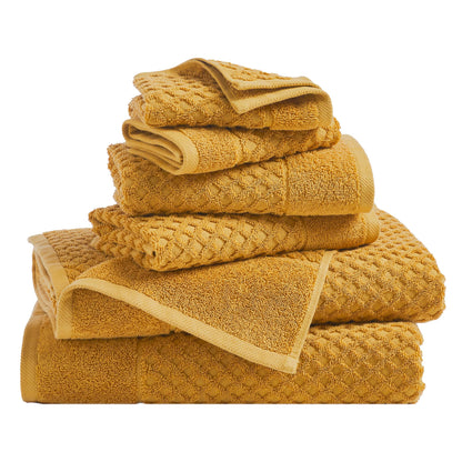Great Bay Home Bath Towels - 100% Cotton 6 Piece Towel Set - Diamond Waffle Weave - Absorbent, Durable, Quick-Dry Towels for Bathroom (Copper)