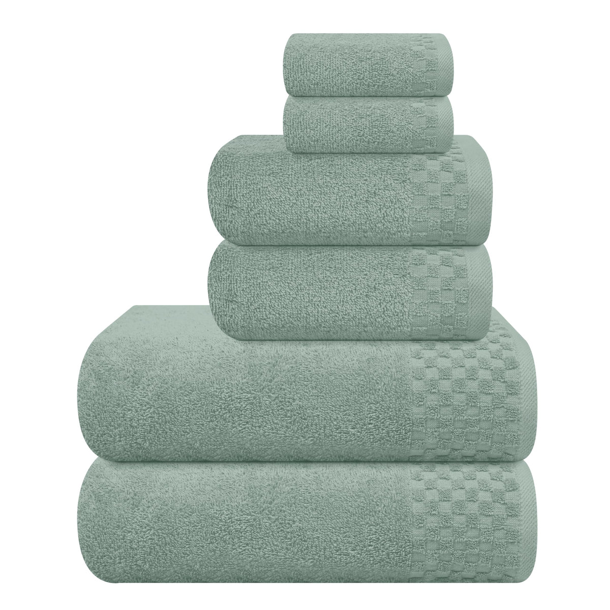 MyOwn Premium Cotton 6 Pack Towel Set for Bathroom, Contains 2 Bath Towels 28x55 inch, 2 Hand Towels 16x24 inch & 2 Wash Coths 12x12 inch, Ideal Everyday use, Compact & Lightweight - Black