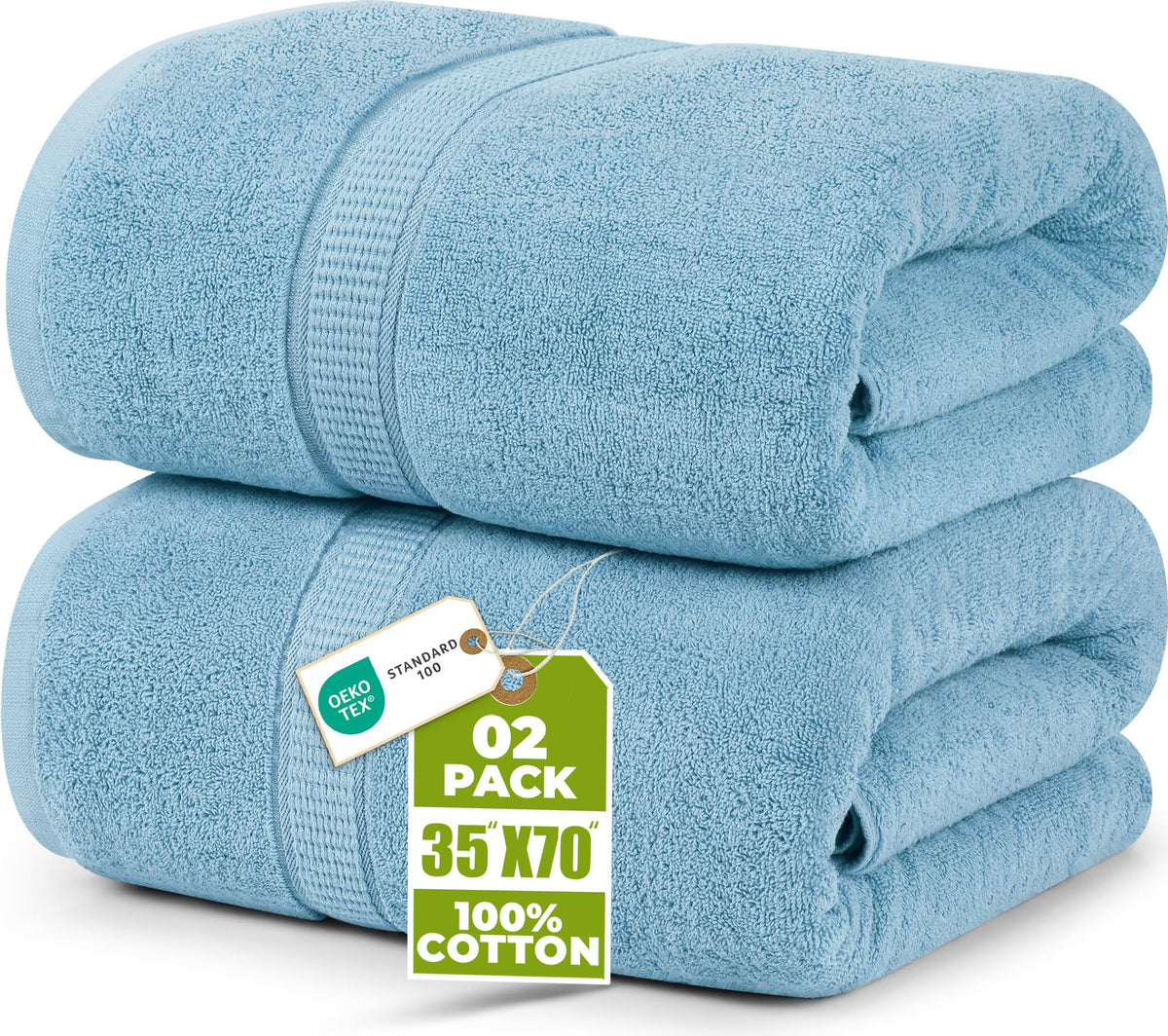 Utopia Towels Jumbo Bath Sheets, 2 Pack, 35x70 in, 600 GSM Cotton, Grey