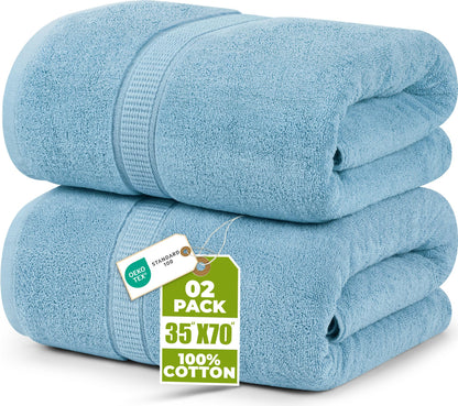 Utopia Towels Jumbo Bath Sheets, 2 Pack, 35x70 in, 600 GSM Cotton, Grey