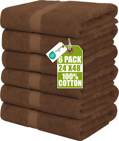 Utopia Towels 6 Pack Medium Bath Towels, 24x48 in, 500 GSM Cotton, White